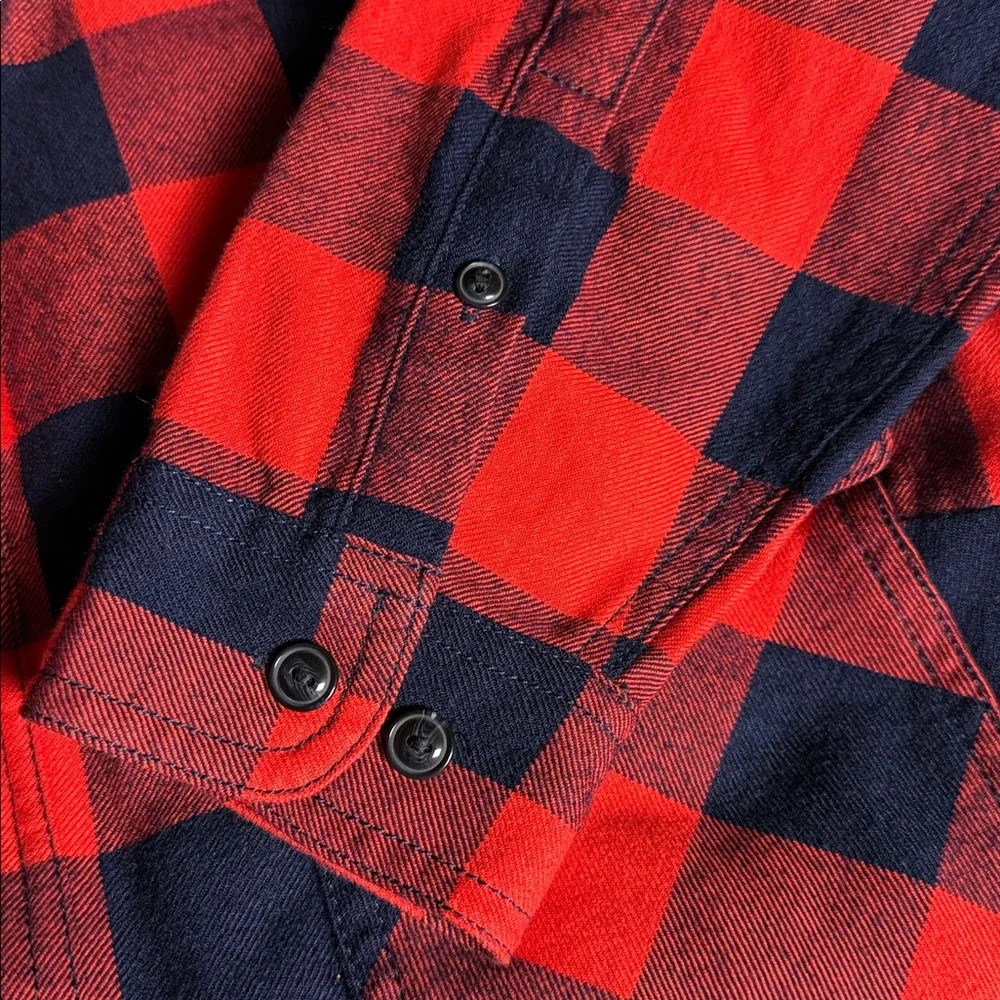 J.CREW buffalo check flannel shirt-jacket in red and black/navy blue SMALL NWT